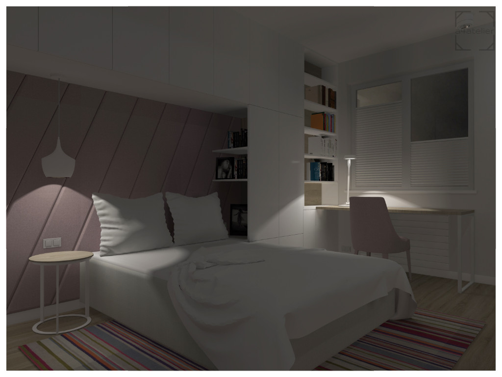 projekt sypialni w kolorach pastelowych - projekt mieszkania Pułtusk
